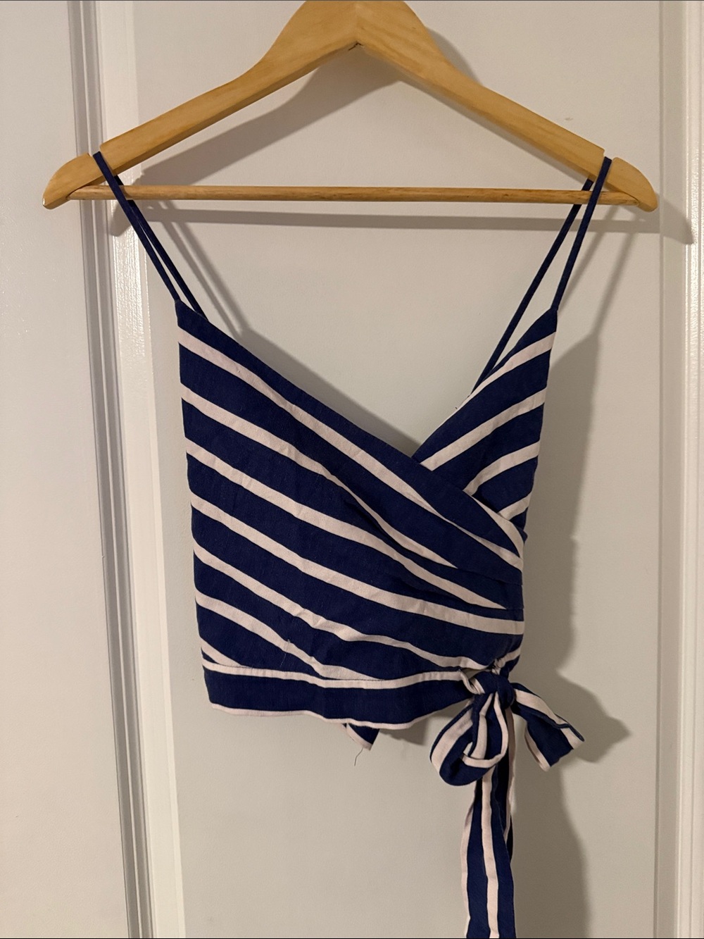 Alice + Olivia Navy and White Striped Wrap Camisole